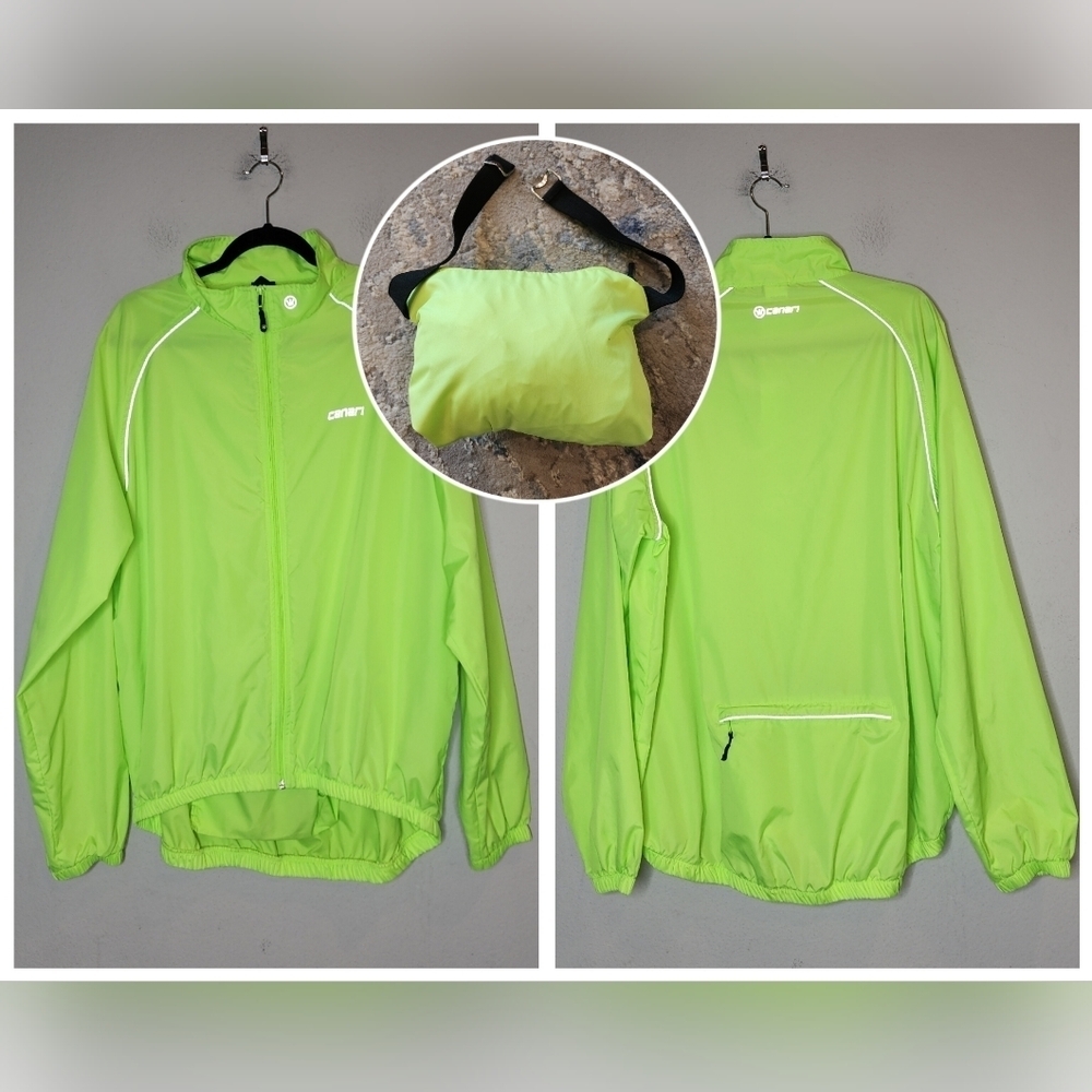 Canari Packable Cycling Jacket.  Size XXL. Neon green.